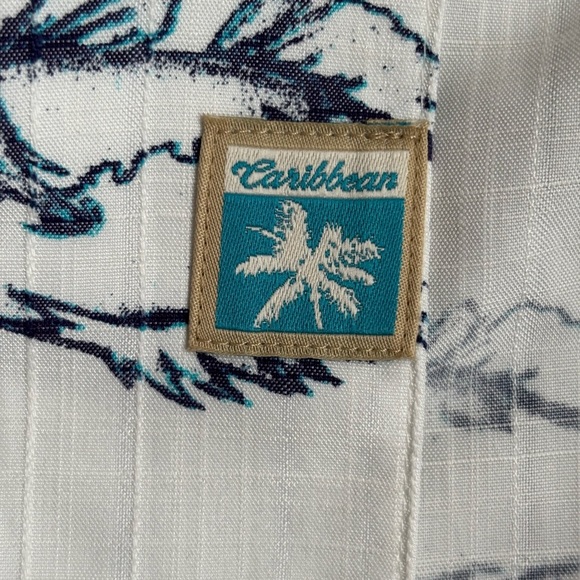 Caribbean White and Black Casual Button Down Shirt with Nautical Fish Pattern - Picture 7 of 15